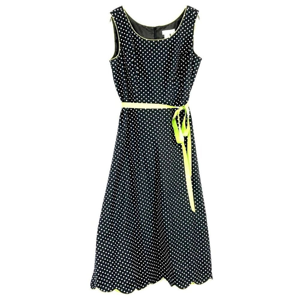 Polka Dot Midi Dress Size 12 Black